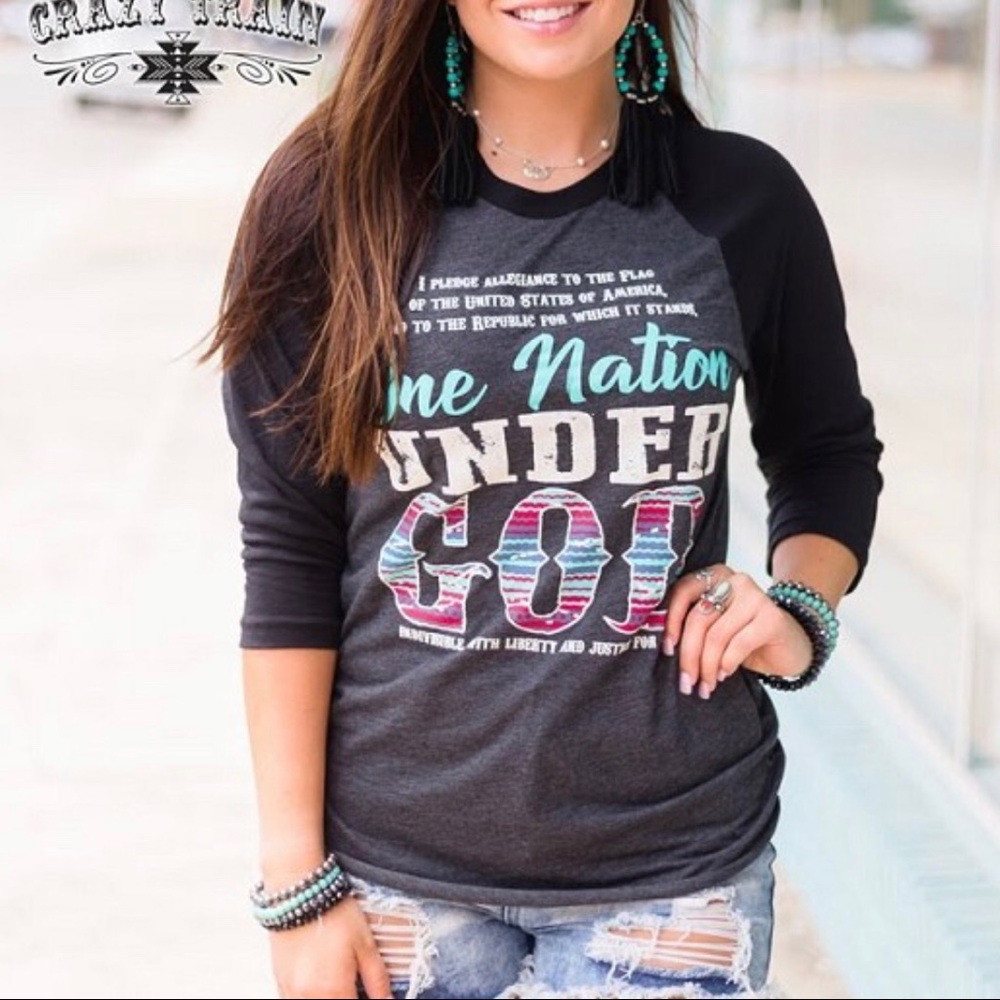 🚂CRAZY TRAIN🚂 One Nation Under God Baseball Tee